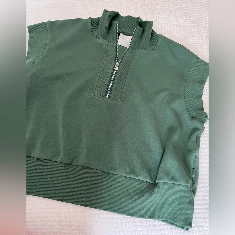 Varley Kelly Half Zip Doublesoft Sweat 2.0 in Cilantro - Picture 5 of 13